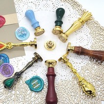 실링왁스 인장 손잡이 스탬프 밀랍 다꾸 청첩장 편지 도장 우드, 6.메탈 브론즈