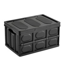 아이엠듀 트렁크 정리함 캠핑 폴딩박스 접이식 56L, 블랙