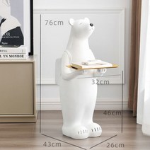 조형물 장식 카페 마당 인테리어 호텔 북유럽 크리에이티브 북극곰 동상 조각 트레이 대형 공예 홈 실내 부드러운 선물, 76 cm, White