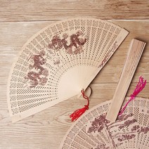 부채춤 나무향 전통 부채 플라스틱 외국인선물 가방휴대 여름 디자인부채, 1개