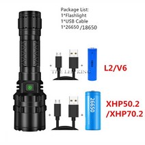 50000 루멘 손전등 가장 26650 USB 토치 xhp50 L2 랜턴 18650 램프 핸드 라이트 낚시 xhp50.2, [03] Option C, [01] L2