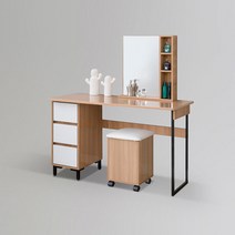 [플레인홈] 코기 스틸 수납 화장대 1200 거울 + 의자 포함 (착불), 색상:화이트