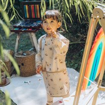 쿵스쿵스 유아 앞치마형미술가운 방수앞치마 아기 턱받이 물감놀이 발수 투습, 02_[앞치마형] 숲속의토끼(패턴)