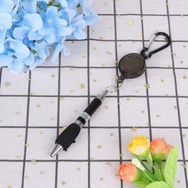 야외 튼튼개폐식 펜 풀 홀더 릴 목수 연필 분실 방지 로프 키 링 체인 벨트 클립 도구, 05 Black