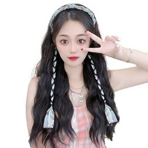 가발위드 웨이브 히피 스타일 긴줄 머리띠 가발+가발전용빗1개 세트, 콜드브라운, 1세트