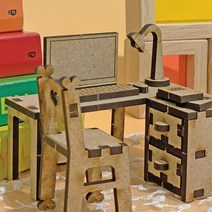 이음레이저공방 컴퓨터책상 우드 미니어처 가구 만들기 DIY 키트