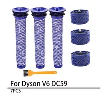 다이슨 호환 V6 DC59 진공 청소기 부품 용 프리 amp 포스트 모터 HEPA 필터 DY-96674101 DY-96566101 키트, [02] 7pcs