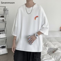 Sevenmoon 남자반팔티 특양면 다색 간략하다 도안 루즈핏