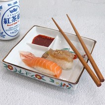 회접시 일식앞접시 나눔접시 초밥플레이팅 일식집그릇 일본도자기, 베이지 동백 (정사각), 1개