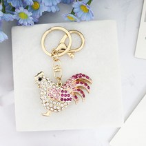 재물 닭 열쇠고리 닭장식 닭소품 단체선물 어머니선물 미니닭 가방고리 키링, 핑크, 상자포장