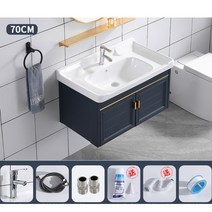 서랍형 세면대 세면장 간이 일체형 욕실 하부장 상부장 20종, 70CM세면대+하수관+수전세트개