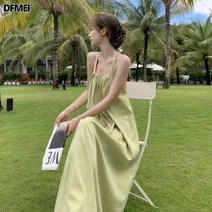 DFMEI 빅 오프닝 홀터 원피스 비치 스커트녀