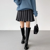 울플리츠 밴딩 미니 스커트