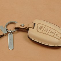 더뉴 맥스크루즈 브론저S 소가죽 자동차 스마트 키케이스 그랜져HG 싼타페DM, 브론저S H-01 내츄럴-가죽키링각인＋본체키케이스