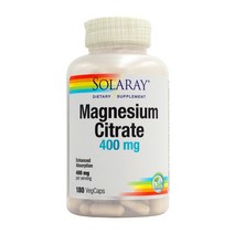 SOLARAY 마그네슘 Magnesium 시트레이트 400 mg 180 베지 캡슐, 180정, 1개입
