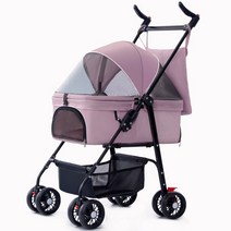 MONTHERIA 몬테리아 4륜식 분리형 반려동물 유모차 +유모차 레인커버, 핑크색