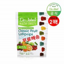 닥터존스 클래식 프루트 롤리팝 무설탕 자일리톨 사탕 캔디 비타민 롤리팝 막대사탕 복숭아 캔디 2팩
