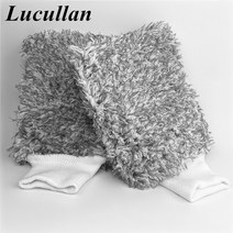 워시미트 세차 용품 루쿨란 극세사 장갑 대형 화이트 그레이 프리미엄 장 미트 긁힘 방지, 2 개 흰색 회색