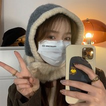 주디앤 바라클라바 니트 후드 넥워머, 그레이