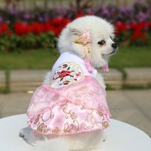 더깔끔 전통 한복 반려동물 옷, 핑크