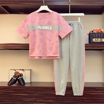 여름 데일리 여자 반팔티+ 9부 바지 트레이닝 상하의세트