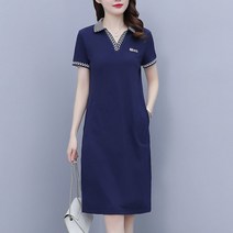 패션고리 여름 여성 카라넥 빅사이즈 반팔 롱 원피스 Q494