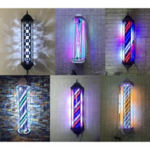 미용실 싸인볼 LED 이발소 회전 간판 조명, 110cm, 5-블랙앤화이트