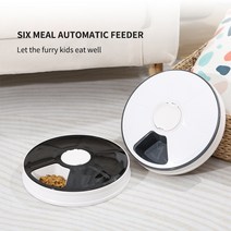 강아지 자동급식기 고양이 사료통 밥그릇 애완 동물 그릇 애완동물 용품 여섯개 구멍 지능형 타이밍 피더 정량 식기 자동 공급기, [03] Black