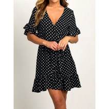 Aachoae 여름 드레스 Boho 스타일 비치 드레스 패션 반팔 v 넥 폴카 도트 a 라인 파티 드레스 Sundress Vestidos