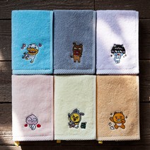 카카오프렌즈 해피 고리수건 6매 핸드타월, 6개, 무지