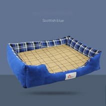 강아지 침대 쿠션 방석 소프트 반려동물 중형 반려견 베드, XXL-30~50근(탈부착 패드), 17.체크 사각 와펜 블루【세트 돗자리 증정】