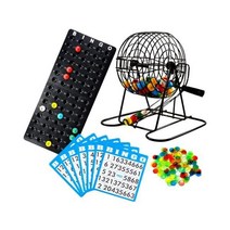 Regal Games 리갈 게임 디럭스 빙고 세트 케이지 마스터 보드 혼합 카드 75개의 콜링 볼 컬러 칩 대규모 그룹 파티에 이상적, 18 카드 세트 Regal Games
