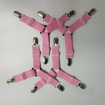 퀼트재료 4 개대 탄성 침대 시트 그리퍼 벨트 패스너 침대 시트 클립 매트리스 커버, 3 헤드 핑크(4개)