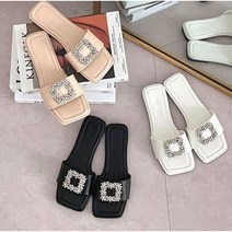 럽슈즈 큐빅 스퀘어 슬리퍼