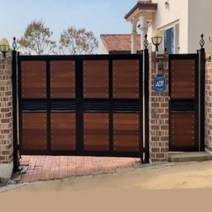 천연목재대문 전원 단독주택 슬라이딩 자동 방킬라이대문 철대문 현관문제작 디자인휀스, 2개