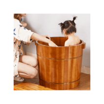 어린이 반신 욕조 편백 히노끼 목욕탕, 통나무색 원형 어린이통소