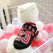미국 NBA 스타일 귀여운 강아지 매쉬 농구복 티셔츠, 레드