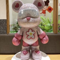 브릭 베어 캐릭터 보석 십자수 DIY 곰돌이 대형 53cm 비즈 큐빅 공예 소품 장식, 23cm 파란색