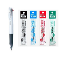 ZEBRA 클립온 4색, NEW 화이트바디 + SK 0.7mm리필심4색, 3세트