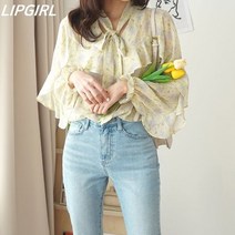 [립걸]플라워 프릴 블라우스