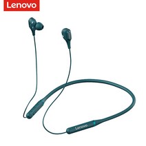Lenovo 레노버 XE66 듀얼 동적 라 발리 스포츠 블루투스 헤드셋 5.0 IPX5 방수 기능은 내장 마이크 헤드 밴드 자기 녹색, 초록
