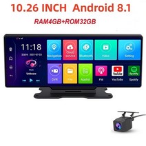 룸밀러블랙박스 10 인치 4G LTE 안드로이드 자동차 대시캠 듀얼 카메라 GPS 네비게이션 라이브 카플레이, 04 4x32G
