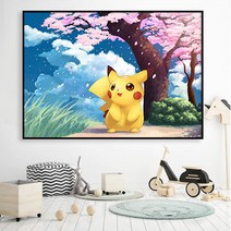 DIY 보석십자수 캔버스형 잃어버린바다 십자수 다이아몬드 아플리케, [피카츄]30*40cm