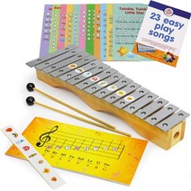 [쉬운실로폰악보] inTemenos Glockenspiel Xylophone 15 Notes - 어린이 악보 책 - 실로폰을 위한 34곡의 쉬운 연주곡, 단색, 한 사이즈