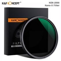 카메라 dslr 렌즈 텔레컨버터 필터 K & F Concept Nano-X ND8-ND2000 가변 ND 필터 캐논 소니 니콘용 중성 밀도 필터 37mm 49mm 52mm, 13 82mm