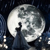 대형 달조명 1.5m 2미터 보름달 웨딩 소품 조형물 스튜디오 촬영, 흰 빛 꽃 좋은 보름달 1.5 미터