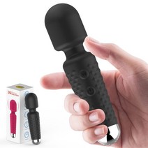 [인기 미니형]전마 강력한 무선 소형 덴마[16종 진동·360° 굽힘 헤드·정음·방수]USB 충전식 실리콘제 덴마 경량 핸디 전마 일본어 설명서 (블랙)