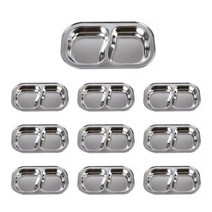 [Su♭] 깊은형 스텐 어린이집 유치원 단체 간식접시 2구 10개 식판 칸칸 나눔 레스 _Πj_ea, Φ본상품Φ