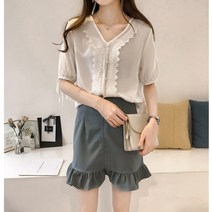 온스타일러 샵 레이스 리본블라우스