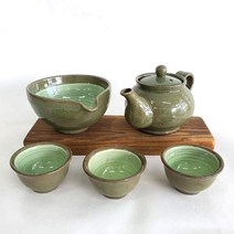 녹유 고리 3인 다기세트